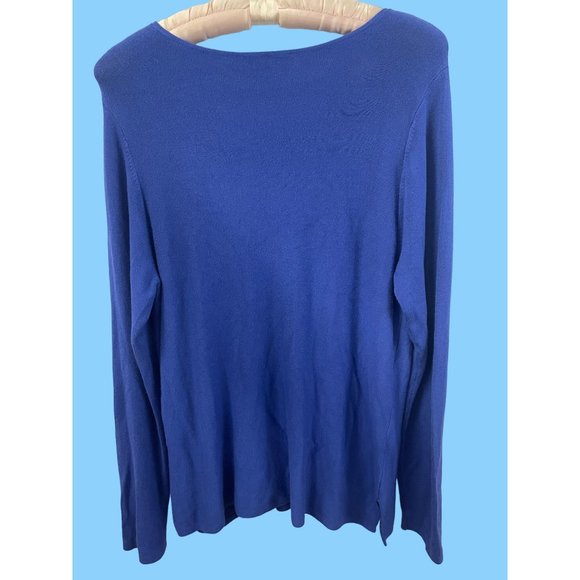 Eileen Fisher Womens Boxy Sweater Royal Blue Large - Picture 3 of 5